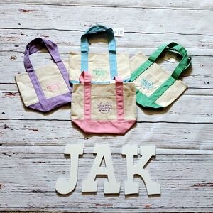 🆕️ CUTE TRADER JOE'S MINI PASTEL CANVAS TOTE BAG 🥰